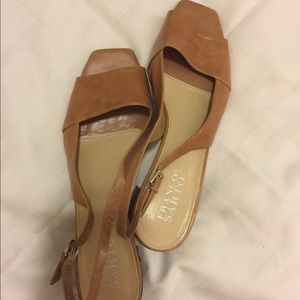 Franco Sarto Tan Leather Slingback Heels